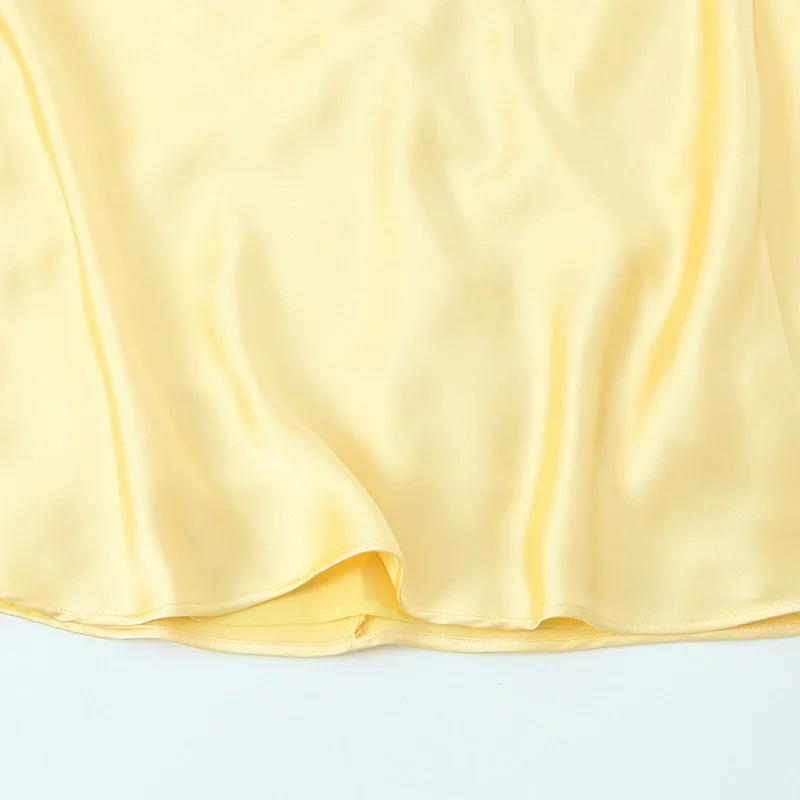 Women Solid Satin Sling Long Dress Casual Backless Sleeveless V-neck Pleated Gowns 2026 Summer Vacation Evening Party Robes
