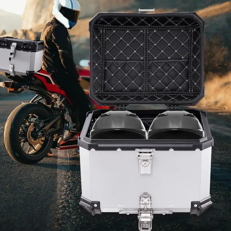 Motorcycle Tail Box 45L Motorcycle Tailgate Travel Storage Box Motorcycle Trunk Motorcycle Tail Box Bag With Anti-Theft Lock