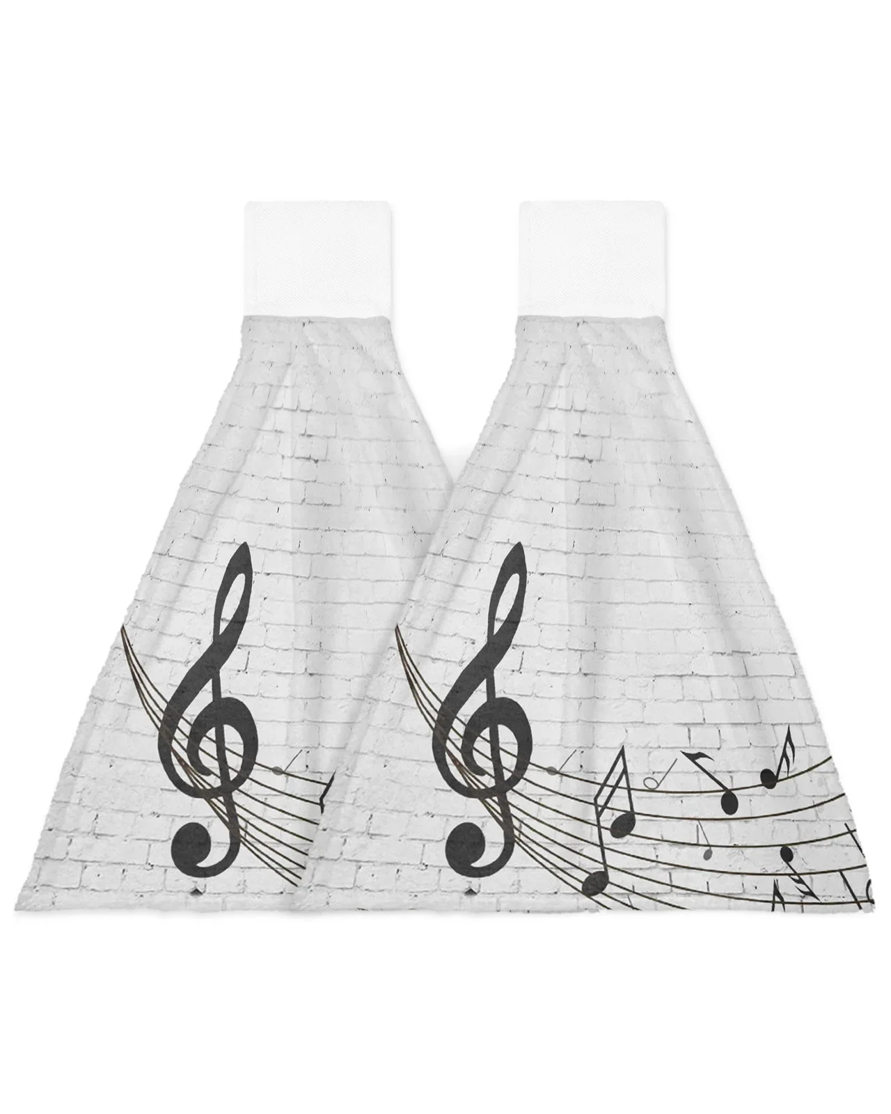 Sheet Music On White Brick Wall Bathroom Hand Towel Kitchen Absorbent Hand Towels Custom Hanging Wipe Towel Soft Hand Cloth