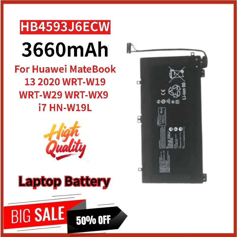 

New HB4593J6ECW Replacement Laptop Battery 11.4V 3660mAh For Huawei MateBook 13 2020 i7 HN-W19L WRT-W19 W29 WX9 High Quality