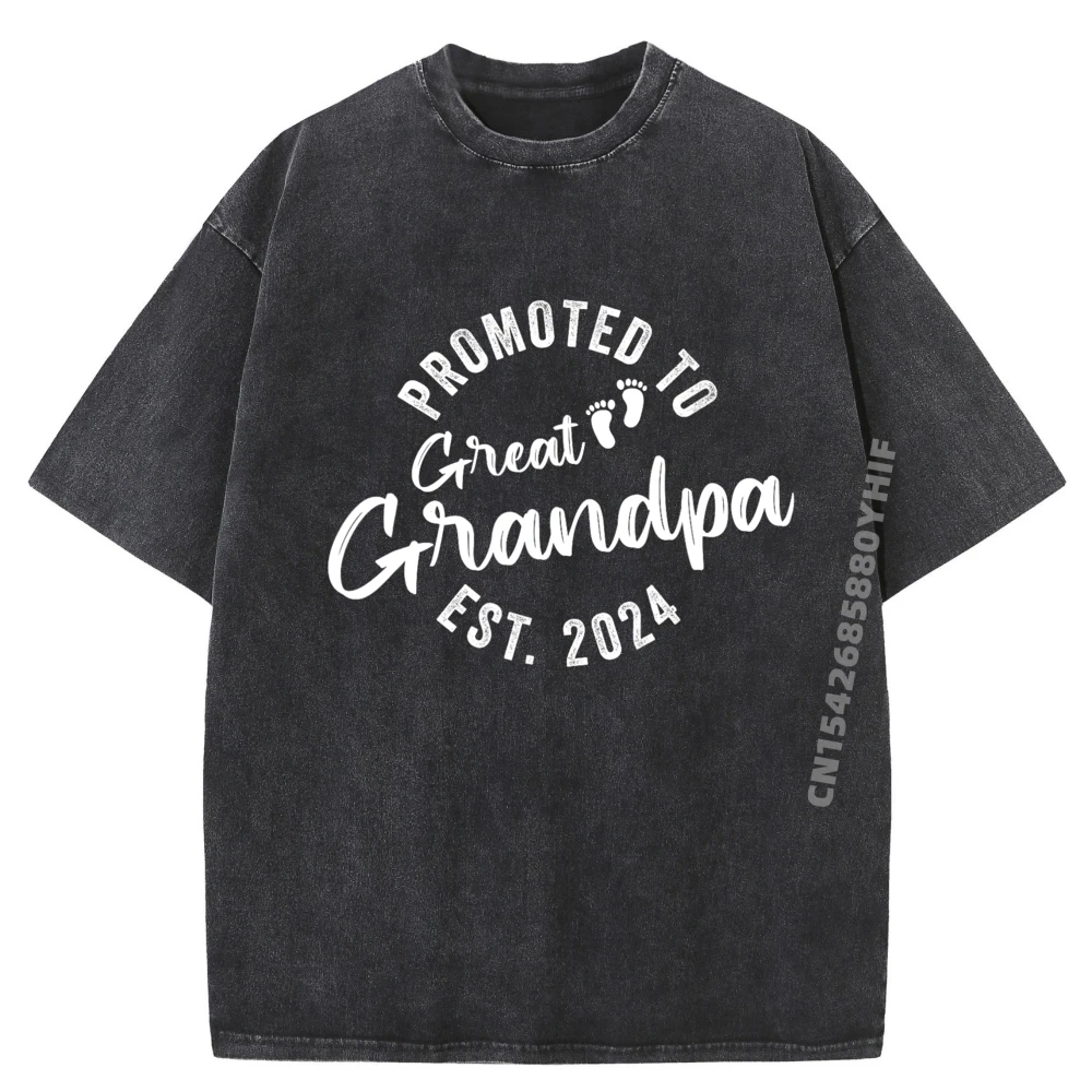 

Promoted To Great Grandpa 2024 Black T Shirt Original Mens T-Shirts Graphic Tees Mens Leisure Washed Clothes