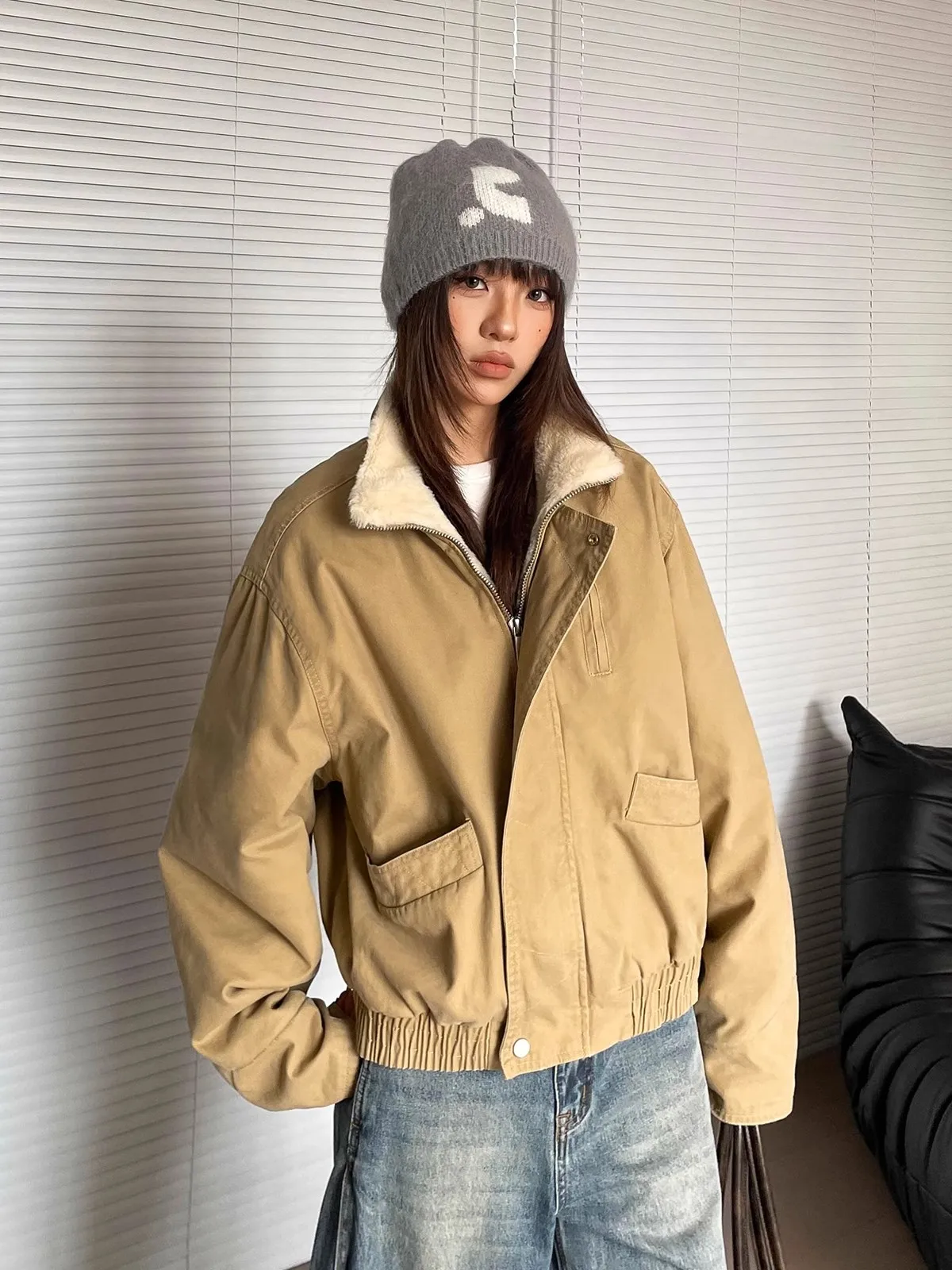 

Retro American Collar Mountain Eagle Cotton Jaet Men Women 2025 Spring High-End Khaki Outerwear Trendy ort Street Sle