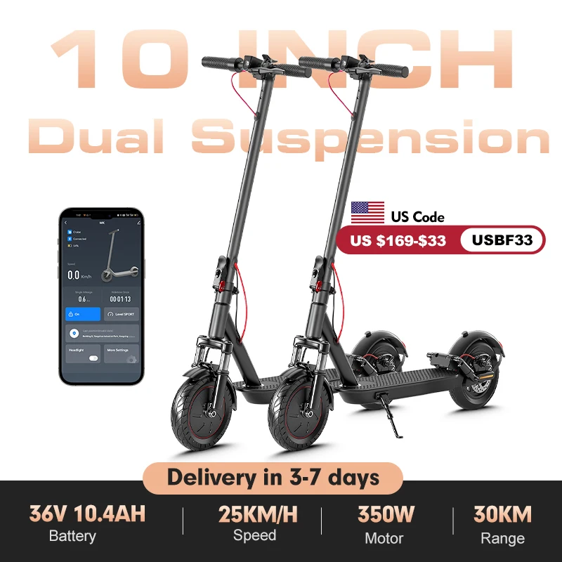 

Mankeel MK085 Pro Adult Electric Scooter 350W 19MPH Top Speed Dual Shock Absorption 19Miles Range Smart APP 10inch E Scooter
