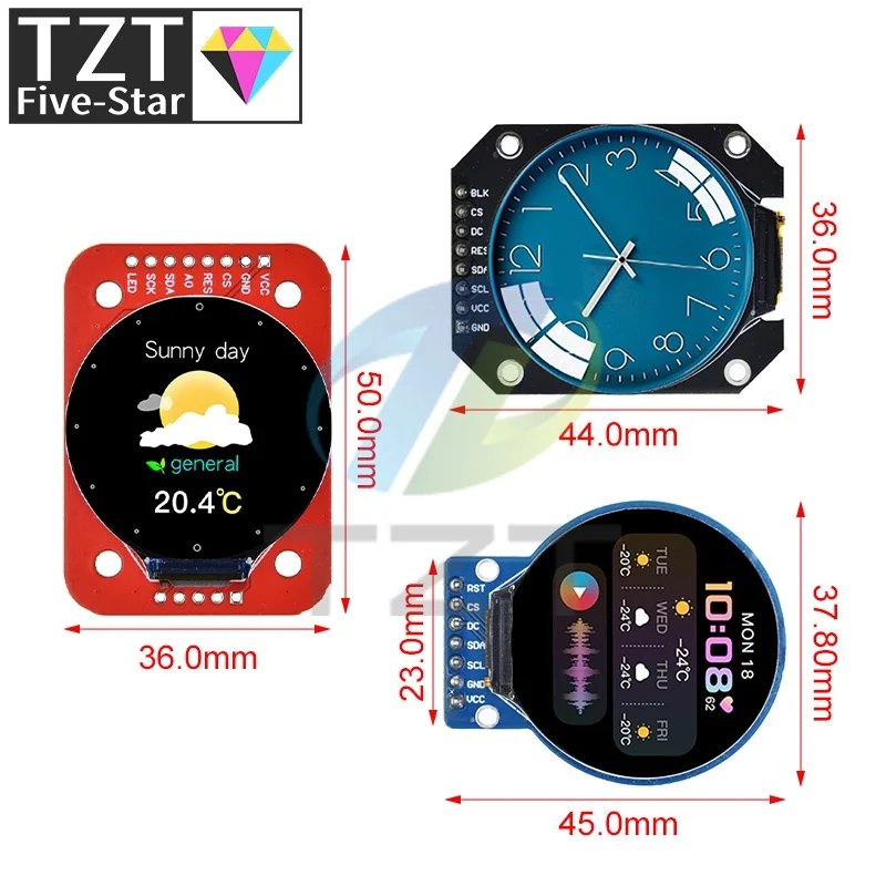 TFT Display 1.28 Inch TFT LCD Display Module Round RGB 240*240 GC9A01 Driver 4 Wire SPI Interface 240x240 PCB For Arduino