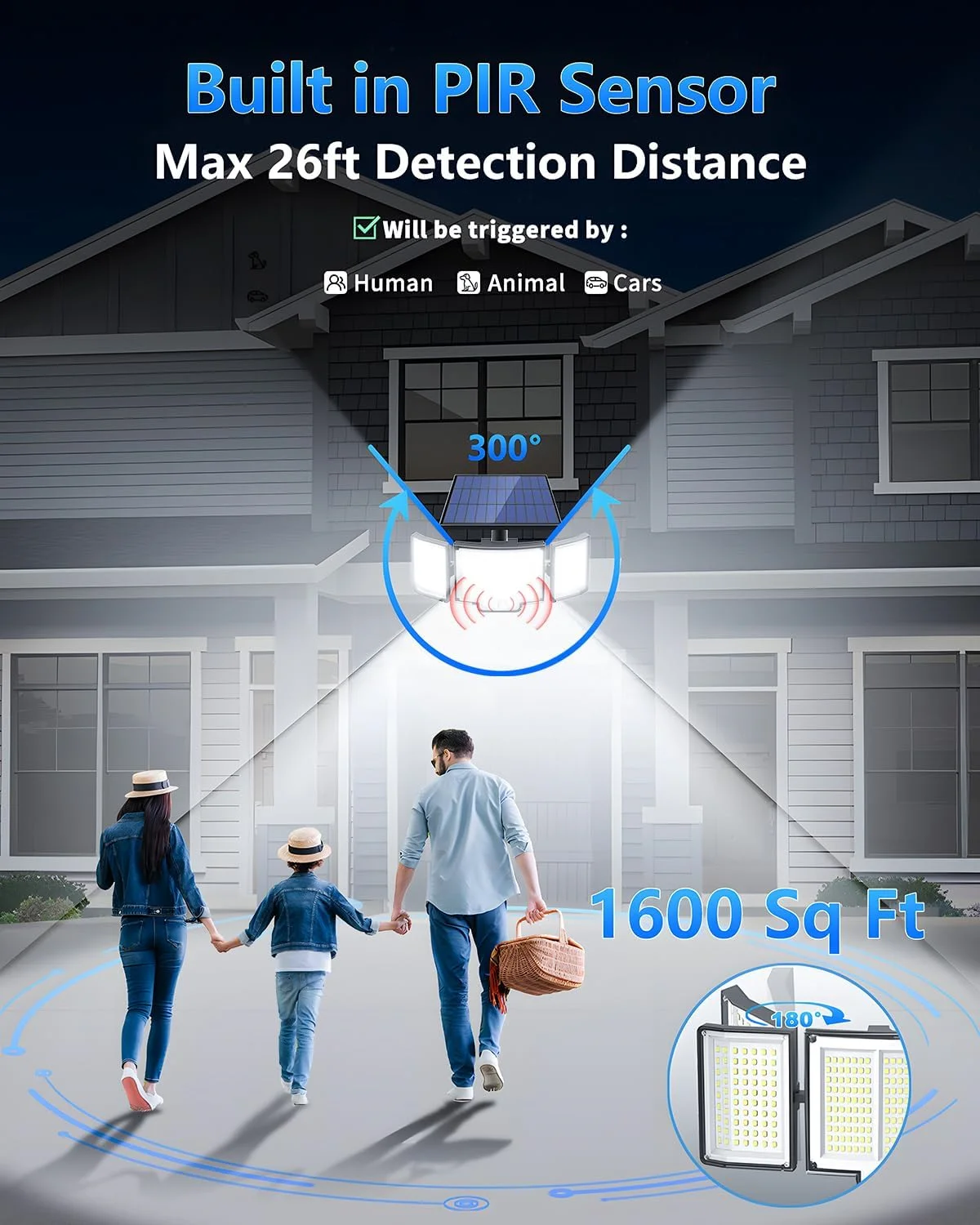 348LED Split Solar Lamp 3 Lighting Mode Outdoor Decoration Sunlight Wall Light PIR Motion Sensor Waterproof Garden Garage Lamp