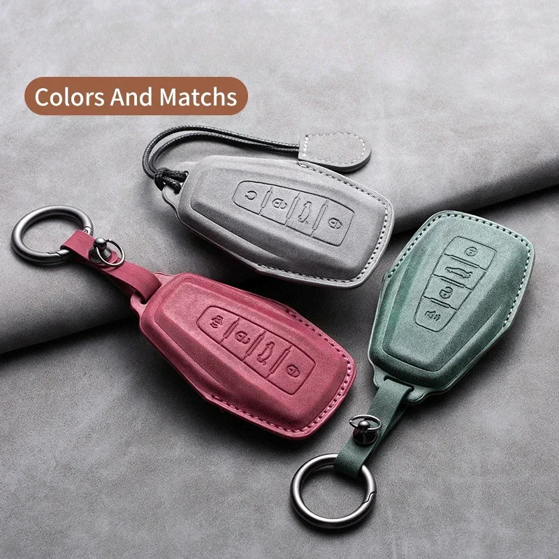 

Leather Car Remote Key Case Cover for Geely for Geely Coolray X6 X7 EX7 Emgrand Global Hawk GX7 Kulrey GT GC9 Atlas Boyue NL3