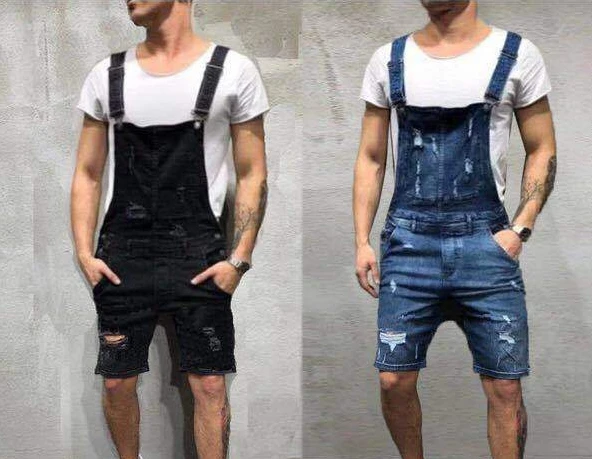 

Casual Mens Jeans Work Pants Suspenders Men Clothing Adjustable Overalls Ripped Jeans Denim Shorts Men Cargo Pants Baggy Jeans