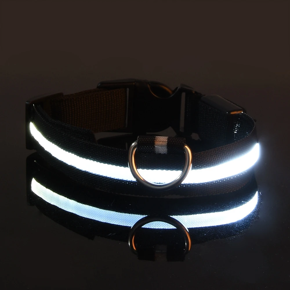 Nylon LED Nachtveiligheid Knipperend Glow In The Dark Hondenriem Honden Lichtgevende fluorescerende halsband voor huisdieren