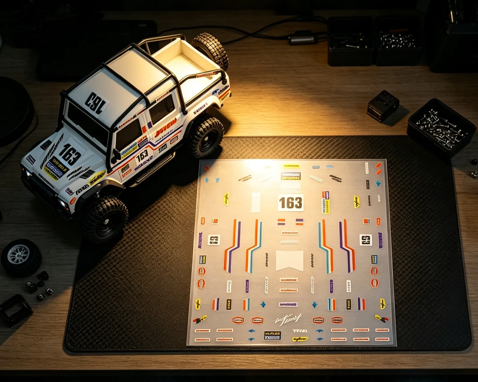 1/43 Scale Decals for Wen NanFeng Land Rover Defender Replica 1982 Paris-Dakar Range Rover Livery Custom UV Transfer Stickers view 2