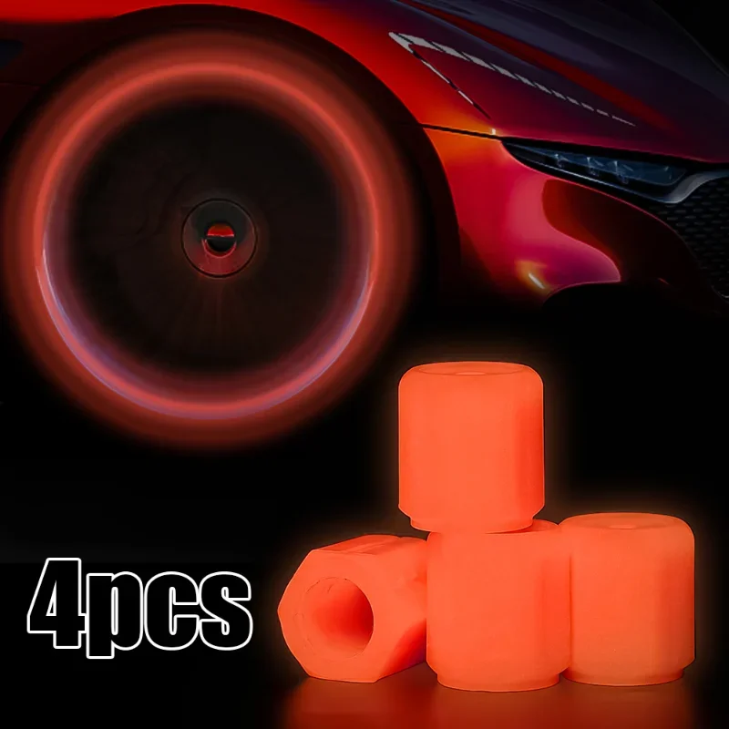 Luminous Valve Stem Caps Fluorescent Car Tire Valve Cap Night Glowing Bicycle Tire Valve Stem Caps Decorative Accessories