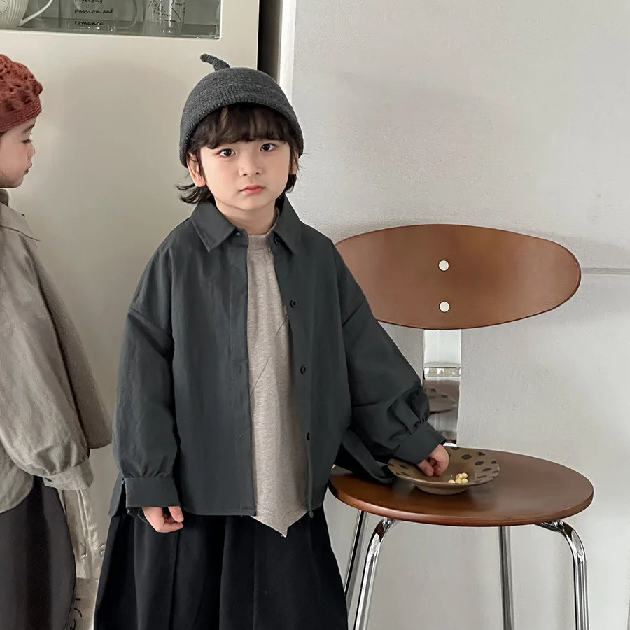 Shirt 2026 Spring and Summer New Childrens Clothing Korean Style Boys and Girls Fashion Sen Retro Clear Color Long-sleeved Shirt - view 5