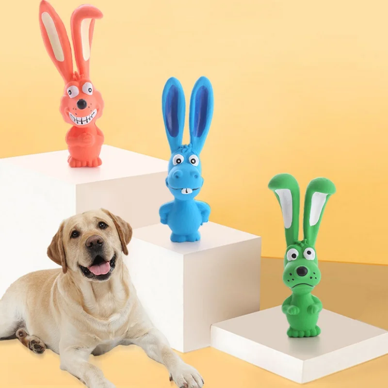 Coleção de Brinquedos de Látex para Pets: Brinquedos Interativos para Cães, Mordedores para Limpeza de Dentes e Roedores de Látex para Cães (Coelho Travesso)