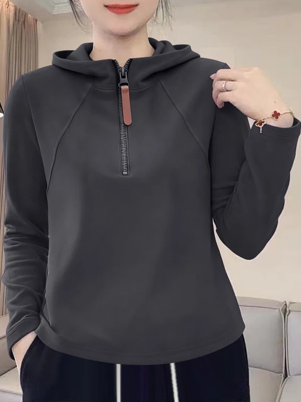 

Новая женская толстовка с капюшоном на молнии, утепленная, из вельвета, свободного кроя, модная, теплая, универсальная, осенне-зимняя одежда 2025 года