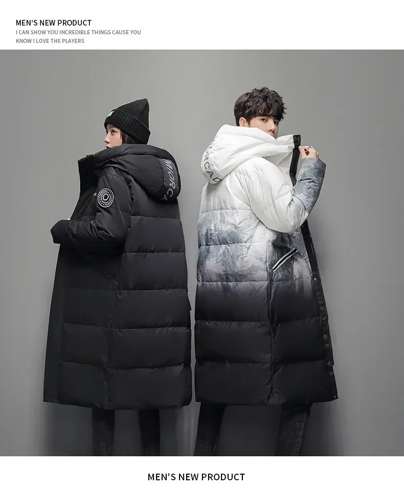 Winter Gradual Change Down Jacket Can Be Two Open Men's Medium and Long Knee New Thickened Snow Mountain Fashion Coat