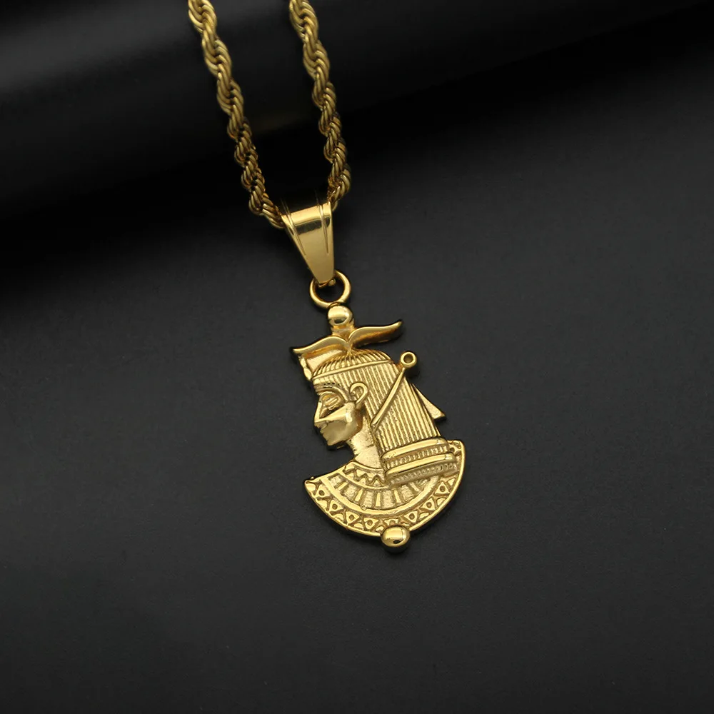 New Egypt Pharaoh Sphinx 316L Stainless Steel Men Necklaces Pendant Powerful Amulet For Women Jewelry Gift