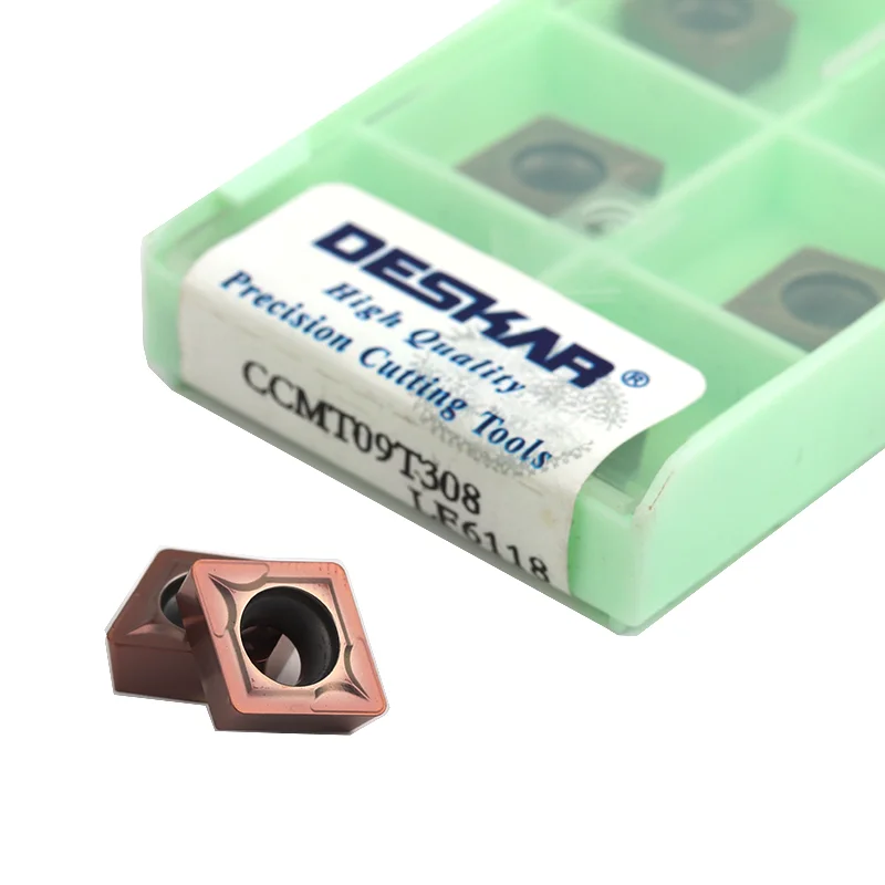 10pcs CCMT09T304 CCMT09T308 CCMT120404 LF6018 LF6118 Carbide Blades DESKAR CNC Lathe Machine Metal Cutter Insert Turning Tools