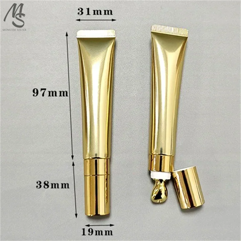 1Pc 20ml Soft Hose &Tube with Metal Massage Head for Eye Lotion/serum Golden/silver Empty Package for Cosmetic Products