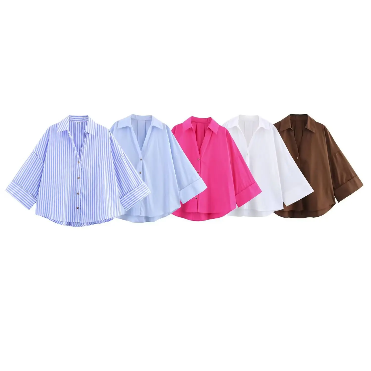 Chemise ample décontractée pour femmes, pour printemps/été 2025, col, boutons, manches larges, Style de vacances minimaliste