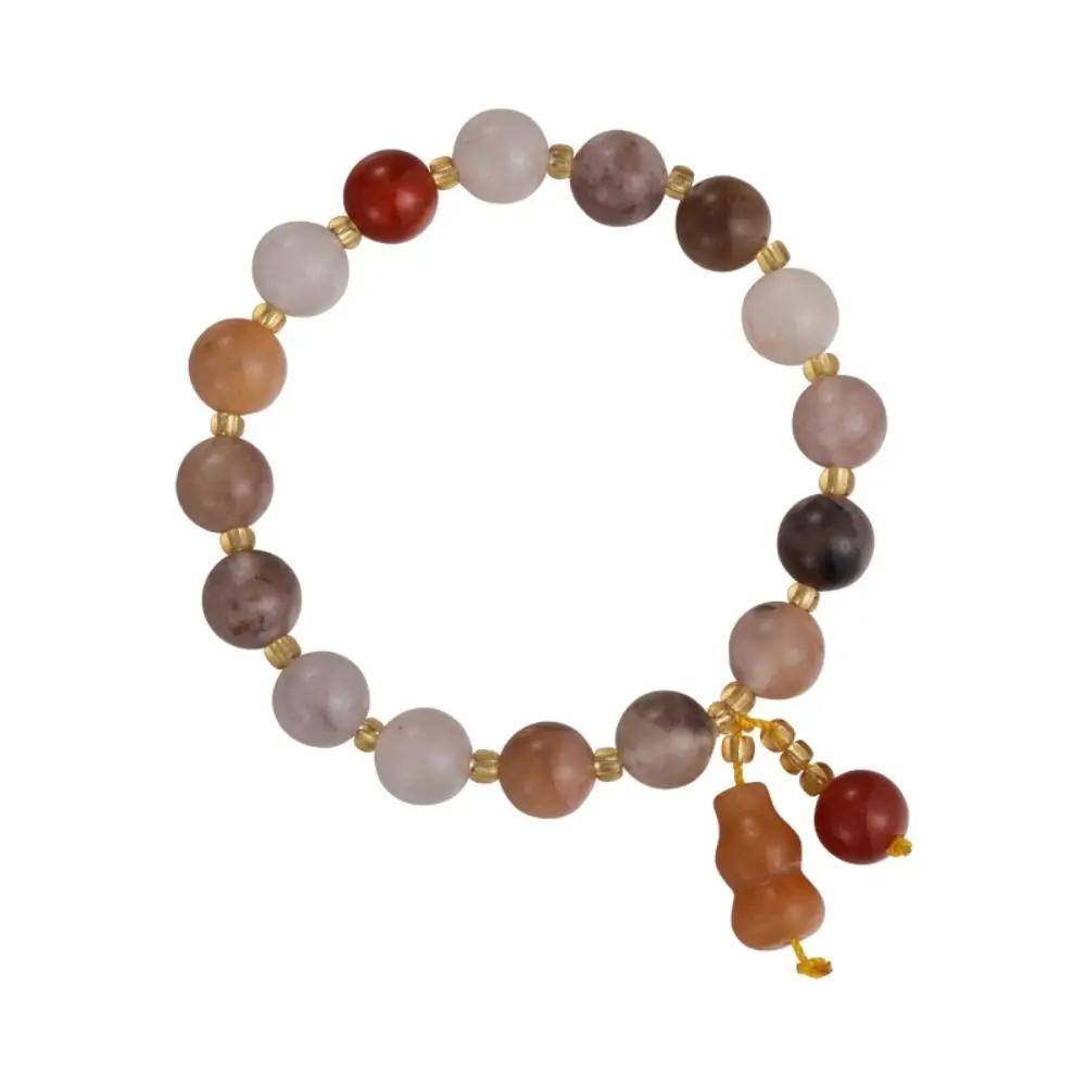 Light Luxury Color Gourd Beaded Bracelet Tea Brown Lovely Gourd Pendant Hand Chain Elastic Vintage Lucky Wrist Chain Bestie