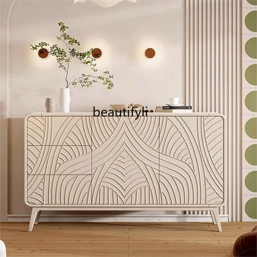 

Italian light luxury bucket cabinet cream secret cabinet modern simple living room rock slab decoration wall storage