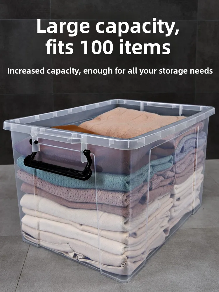 

Large Transparent Plastic Storage Box for Clothes And Books Organizer Box Student Dormi Furniture Moving Storage Solution