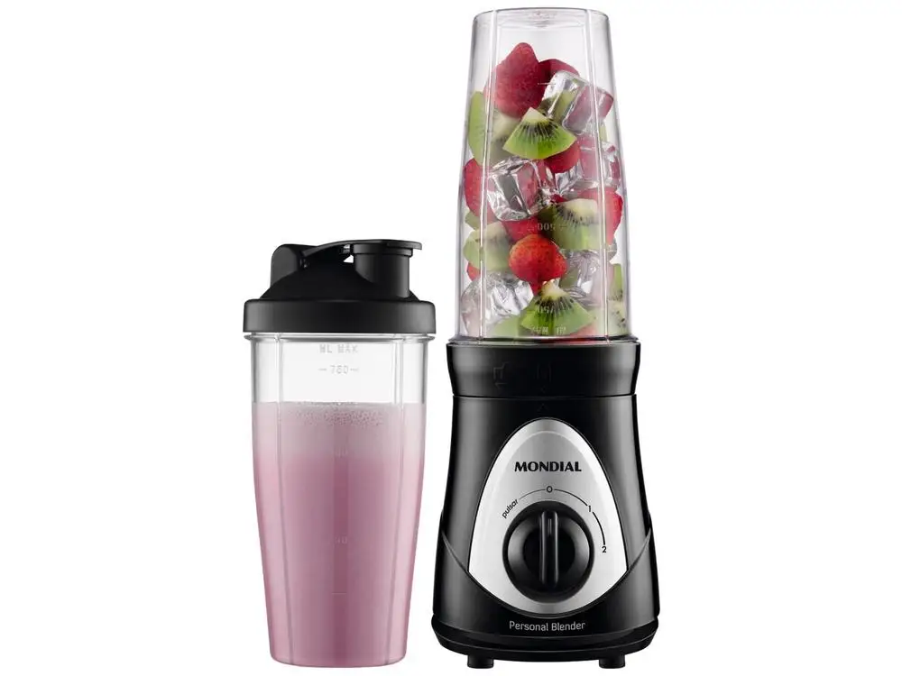 Liquidificador Mondial Personal Blender DG-01 2 Velocidades 300W Preto e Prata - 220V