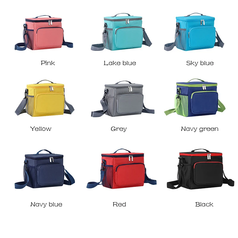 10L Cooler Bag Square With Pocket Oxford Cloth Portable Thermal Outdoor Picnic Bag For Food Insulated Ice Box Preservation