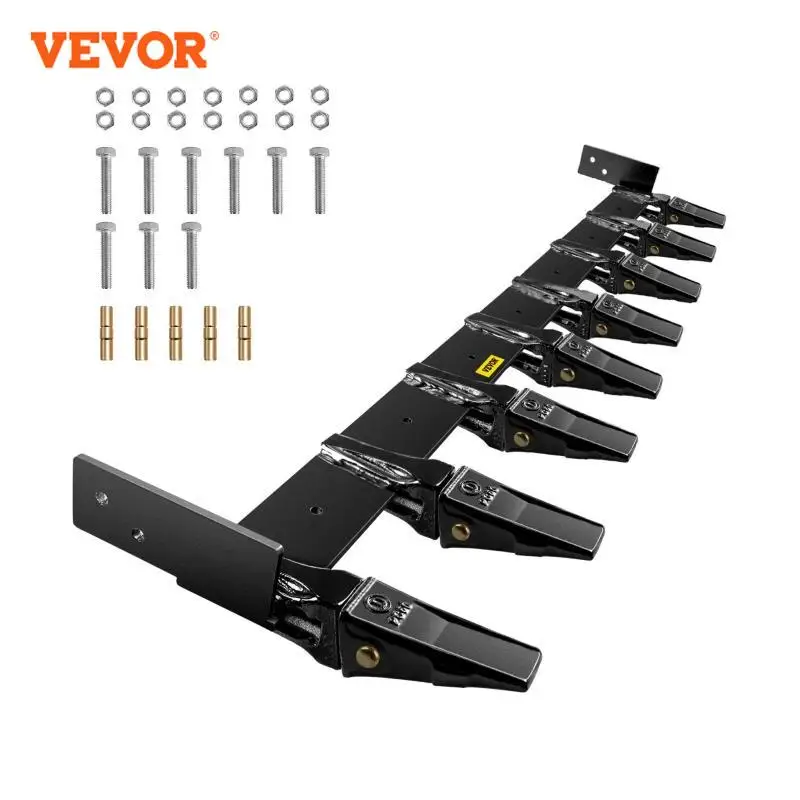 VEVOR Bucket Tooth Bar Bolt on Tractor Rigid Alloy Steel 48 60 66 72 Inch Detachable Tooth Parts for Shoveling Loading Digging