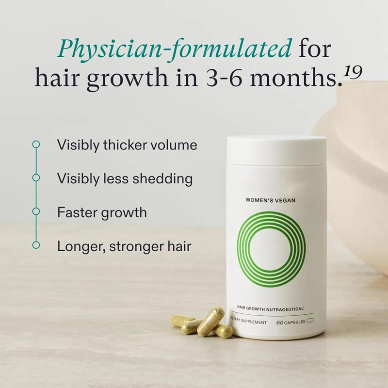 Women's hair growth capsules contain vitamins, minerals, vitamin C, and other nutrients to create thicker and stronger hair