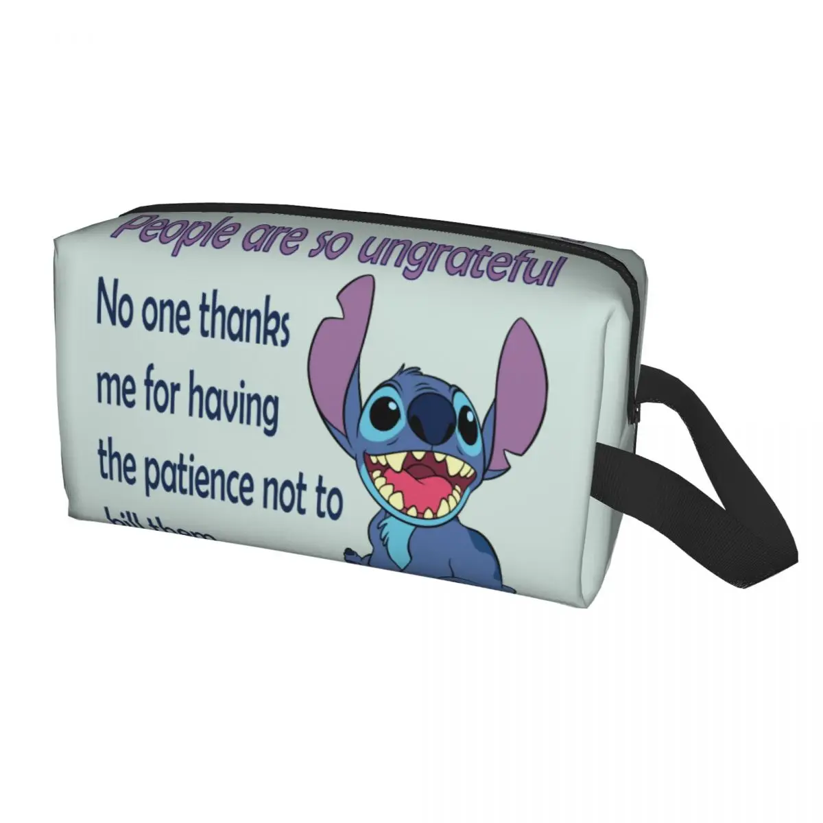 Custom Ungrateful Humans Stitch Makeup Bag Women Travel Cosmetic Organizer Anime Film Storage Toiletry Bags Dopp Kit Case Box