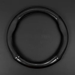 1PC Roundness Carbon Fiber Cortex Car Steering Wheel Cover Anti-Slip For Kia K7 Cadenza 2011 2012 2013 2014