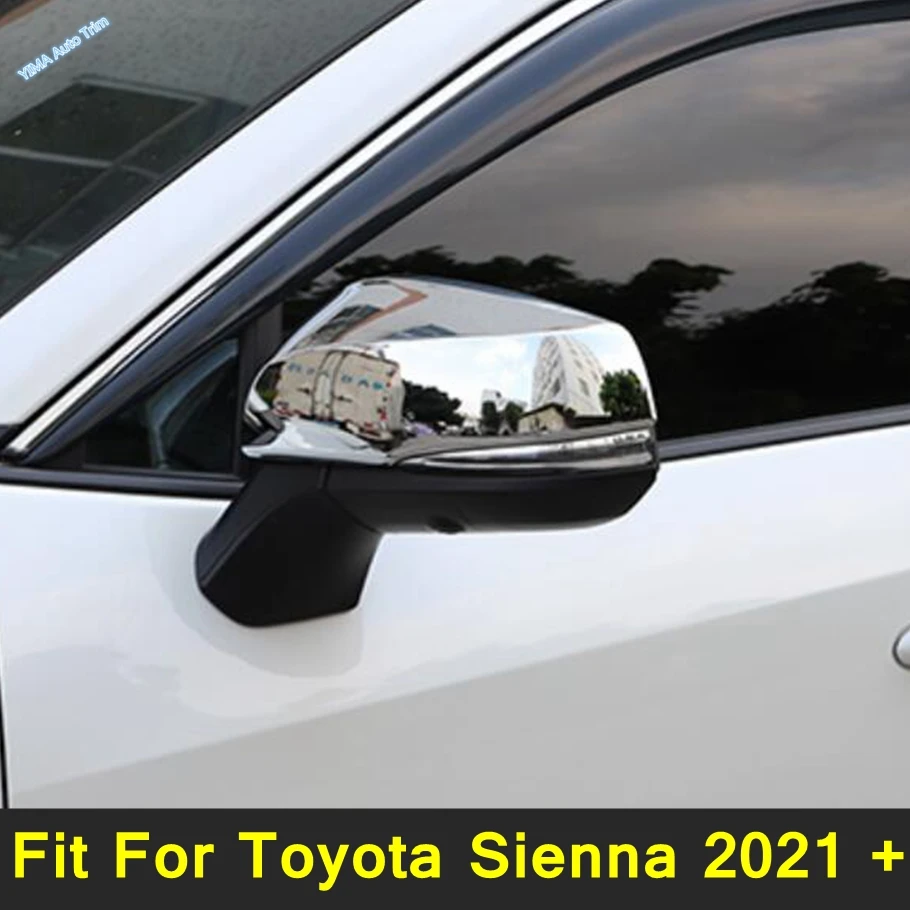 

Chrome / Carbon Fiber Car Side Wing Rearview Mirror Cap Decor Frame Cover Trim LHD Accessories For Toyota Sienna 2021 2022 2023