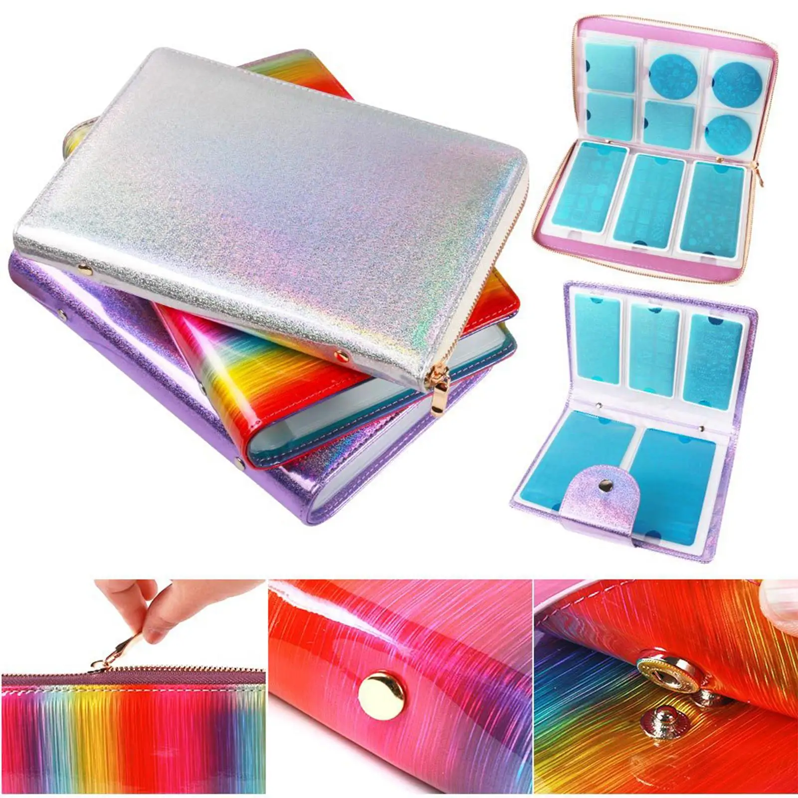 Nail Template Case DIY Tool Snap Close for Nail Art Plates Accessories