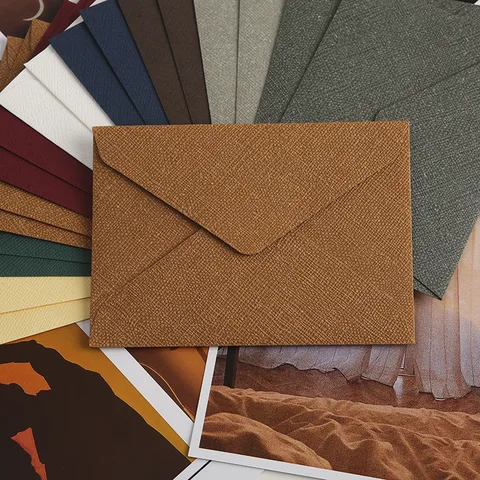 10 шт./конверт из льняной ткани, цветной, треугольный, из специальной бумаги в стиле ретро топ 12 цветные конверты - №8