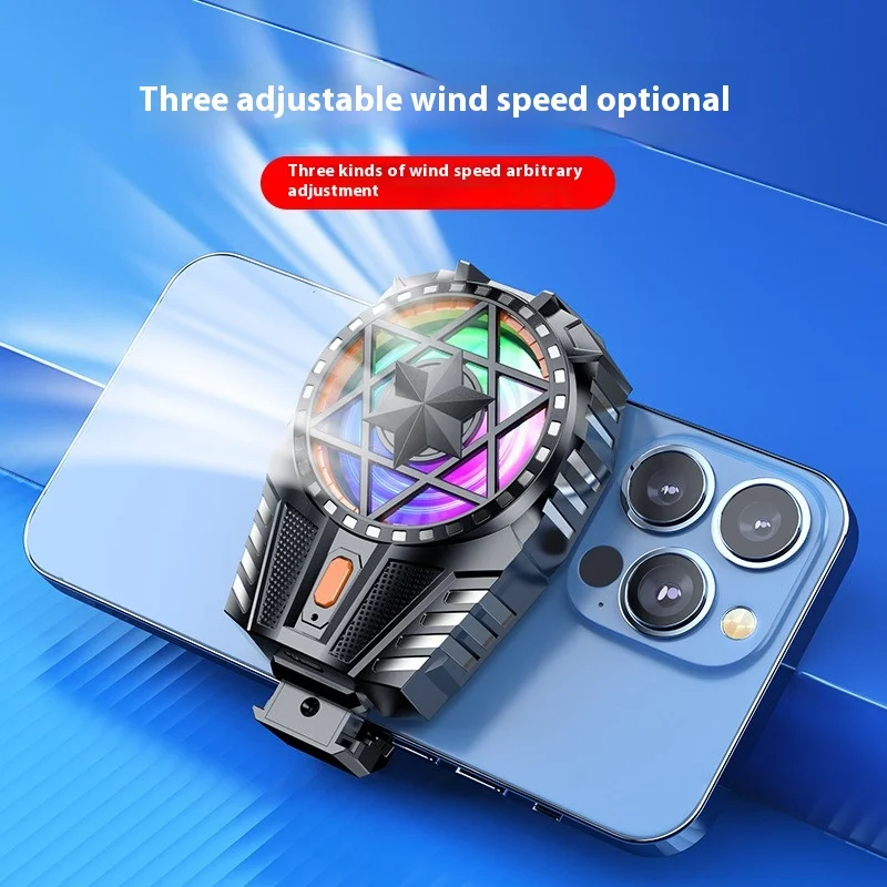 Mobile Phone Radiator with RGB Light Phone Gaming Radiator 3 Speed Adjustable Snap-On Cooling Fan for Outdoor Vlog Mobile Gaming image 3