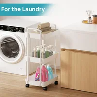3 Tier Storage Rack Plastic Multi-Functional Small Cart Household Movable Storage Trolley Kitchen Accessories Home Organizer - Image 4