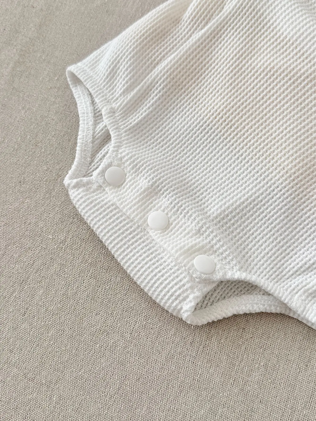 Korean Style Baby Summer 2PCS Outfit Waffle Knit Short Sleeve T Shirt And Rainbow Overalls Romper For Infant view 5