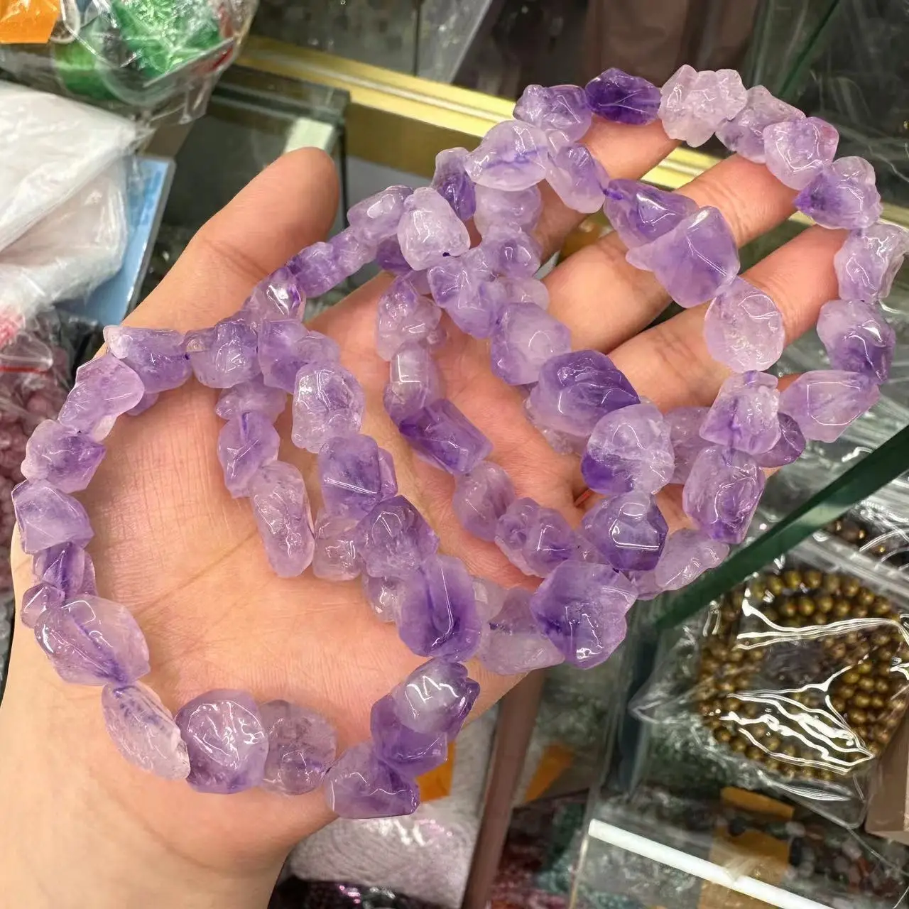 Natural  Amethyst Irregular  Shape Bracelet Stone  Beads For Jewelry Making Design Bracelet DIY For  woman For Gift