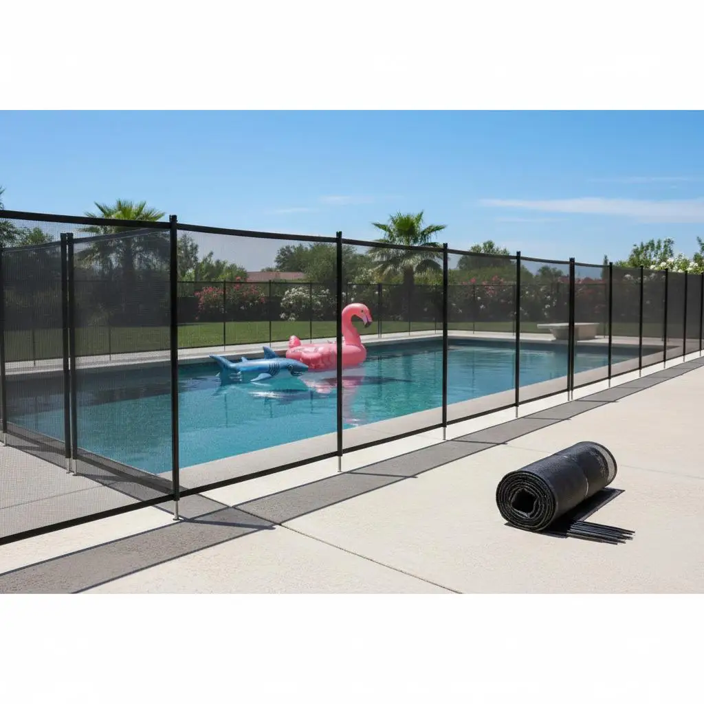 

Защитный барьер для вкапываемого бассейна 4 x 48 футов для заднего двора, сада, патио, съемная сетка для безопасности детей, простая установка своими руками, 340 г/м² Teslin PV