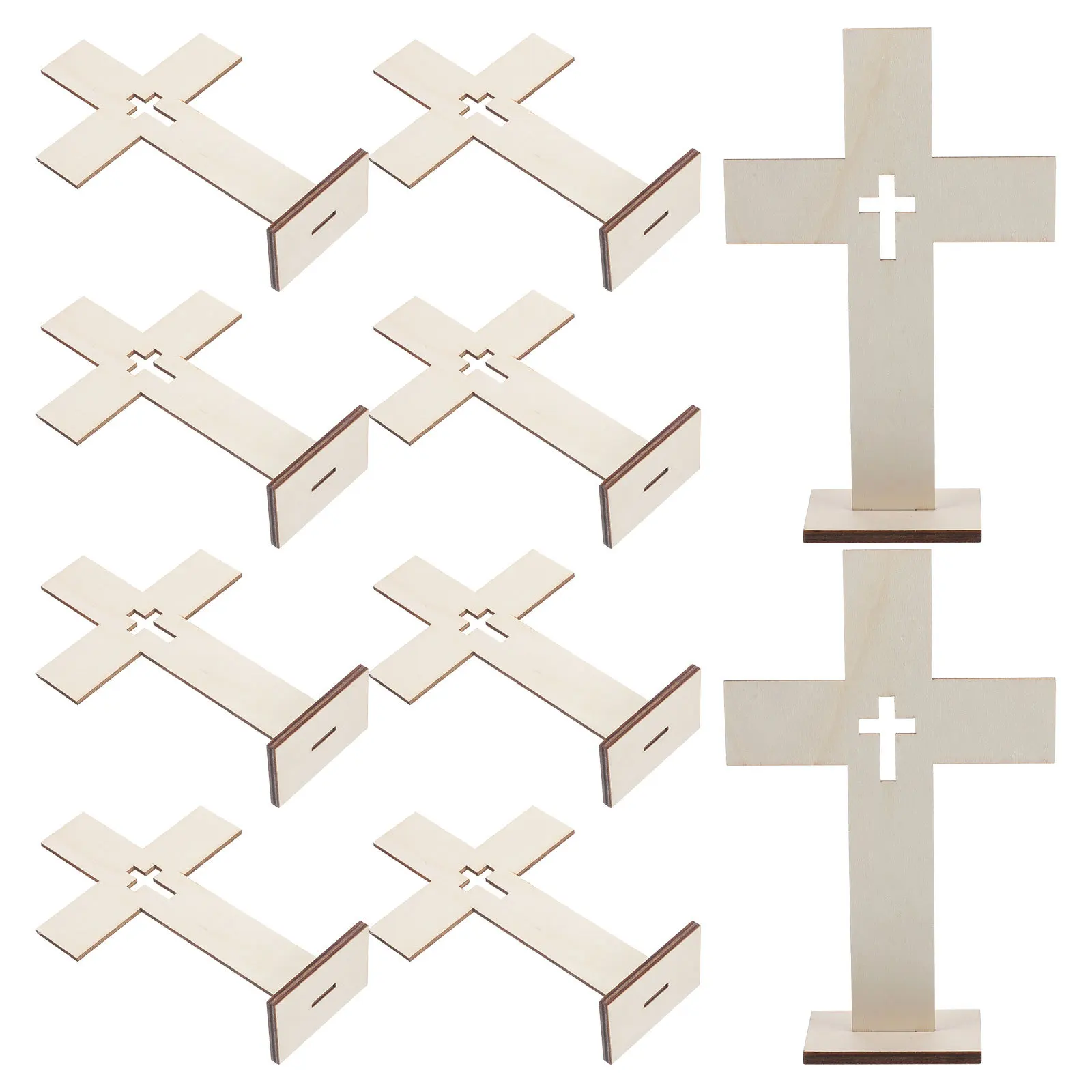 

10Pcs Wooden Cross Ornament Religious Decorative Craft for Home Church Desk Decoration Rustic Wooden Crosses for Crafts