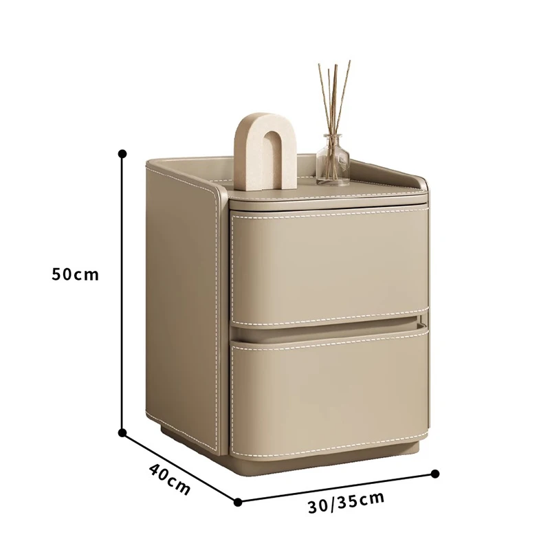 Storage Simple Nightstands Nordic Wood Luxury Aesthetic Bedside Table Modern Leather Mesita De Noche Bedroom Furniture image 2