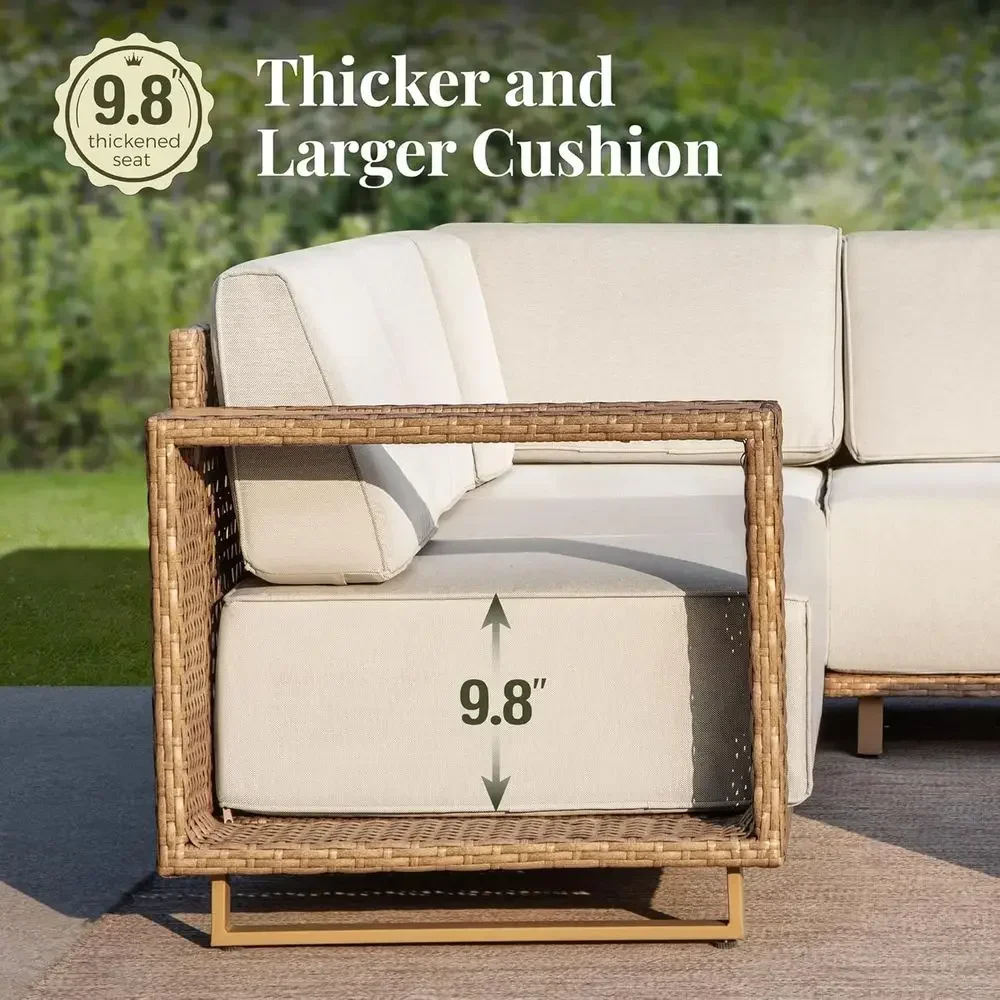6-Piece Outdoor Wicker Sofa Set with Thick Cushions for Patio and Garden