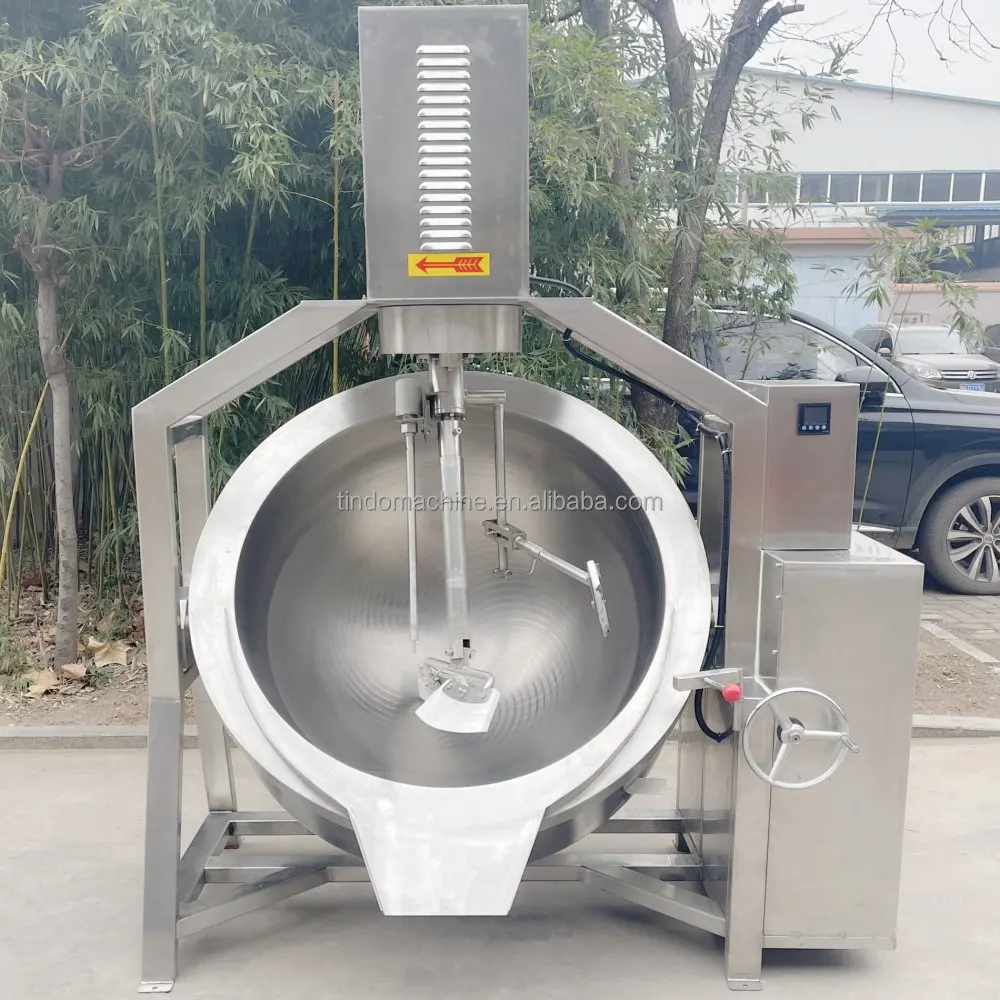 100L 300L 500L Automatic Cooking Machine With Mixer Gas Heating Food Cook Mixer Kettle For Curry Paste Chili Sauce