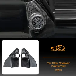2pcs Car Pillar Speaker Frame Trim ABS Carbon Fiber Color Bamboo Grain for Toyota  Fortuner Hilux Revo Conquest 2015-2021