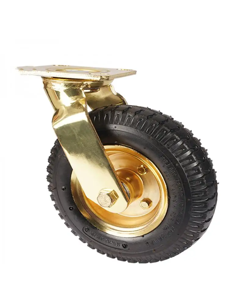 1 Pcs Factory Heavy 8-inch Gold Caster Inflatable Rubber Wheel Universal Heavy Vientiane Hotel