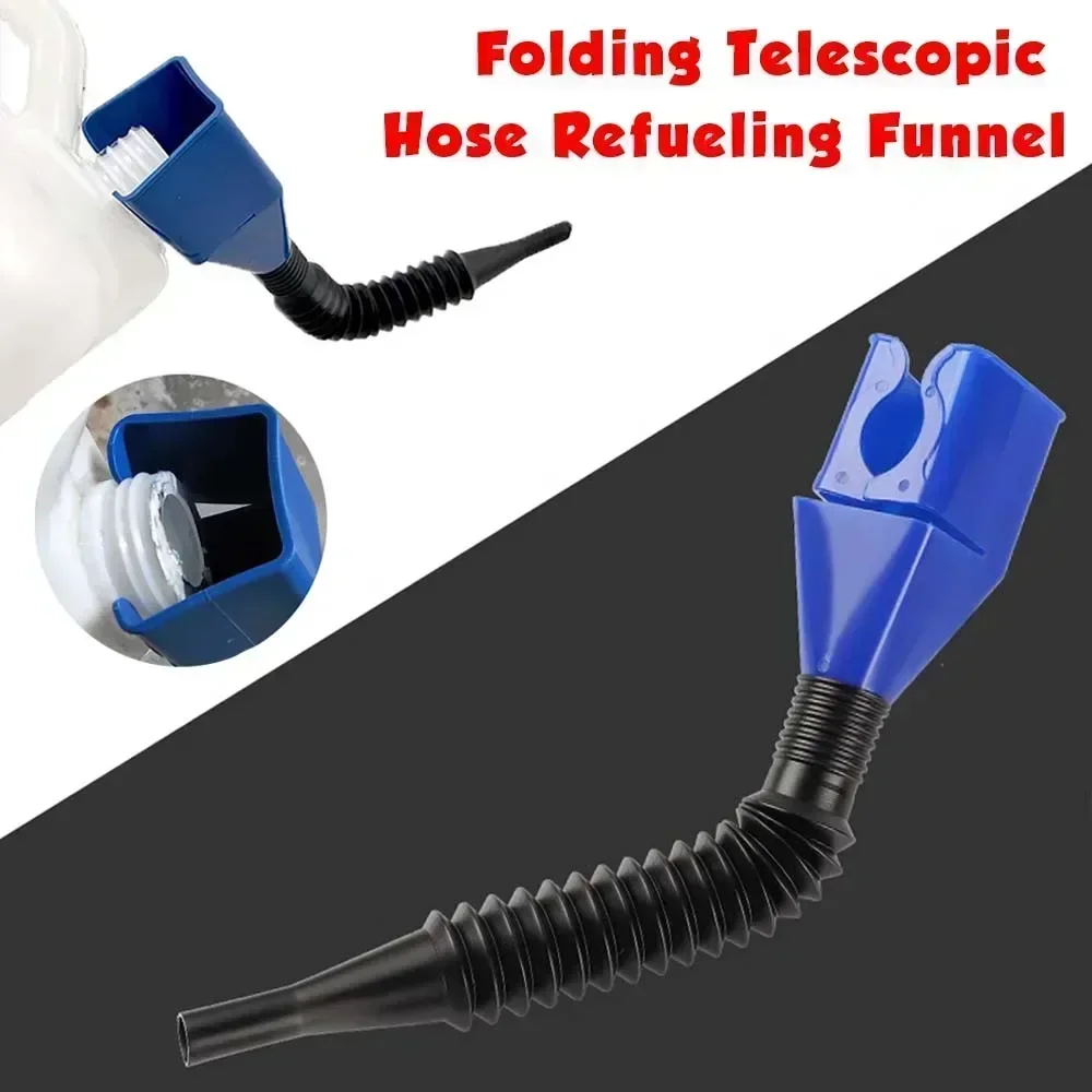 1PC Portable Collapsible Car Motorcycle Fueling Gasoline Engine Oil Funnel Filter Transfer Tool Plastic Carabiner Anti Spillage