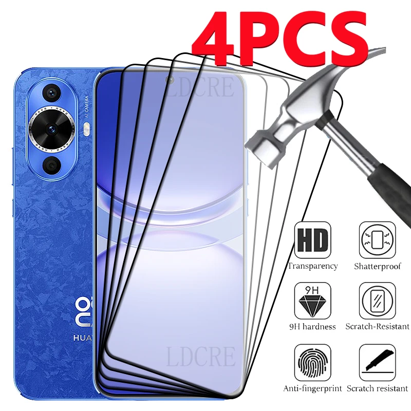 

4Pcs For Huawei Nova 12S Glass Huawei Nova 12S Tempered Glass Protective Full Cover Glue 9H Screen Protector For Huawei Nova 12S