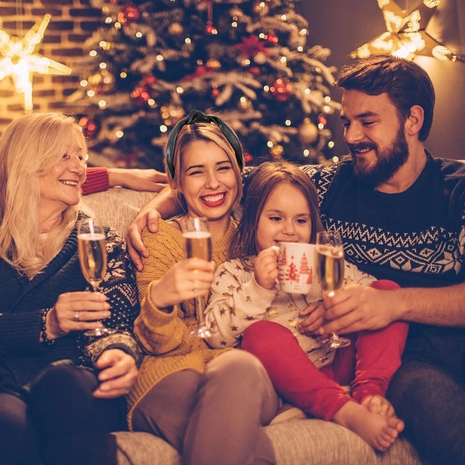 

Стильная широкая повязка для волос из ПУ с узлом, нескользящая, для вечеринок, банкетов, повседневной носки, удобная, легкая, декоративная