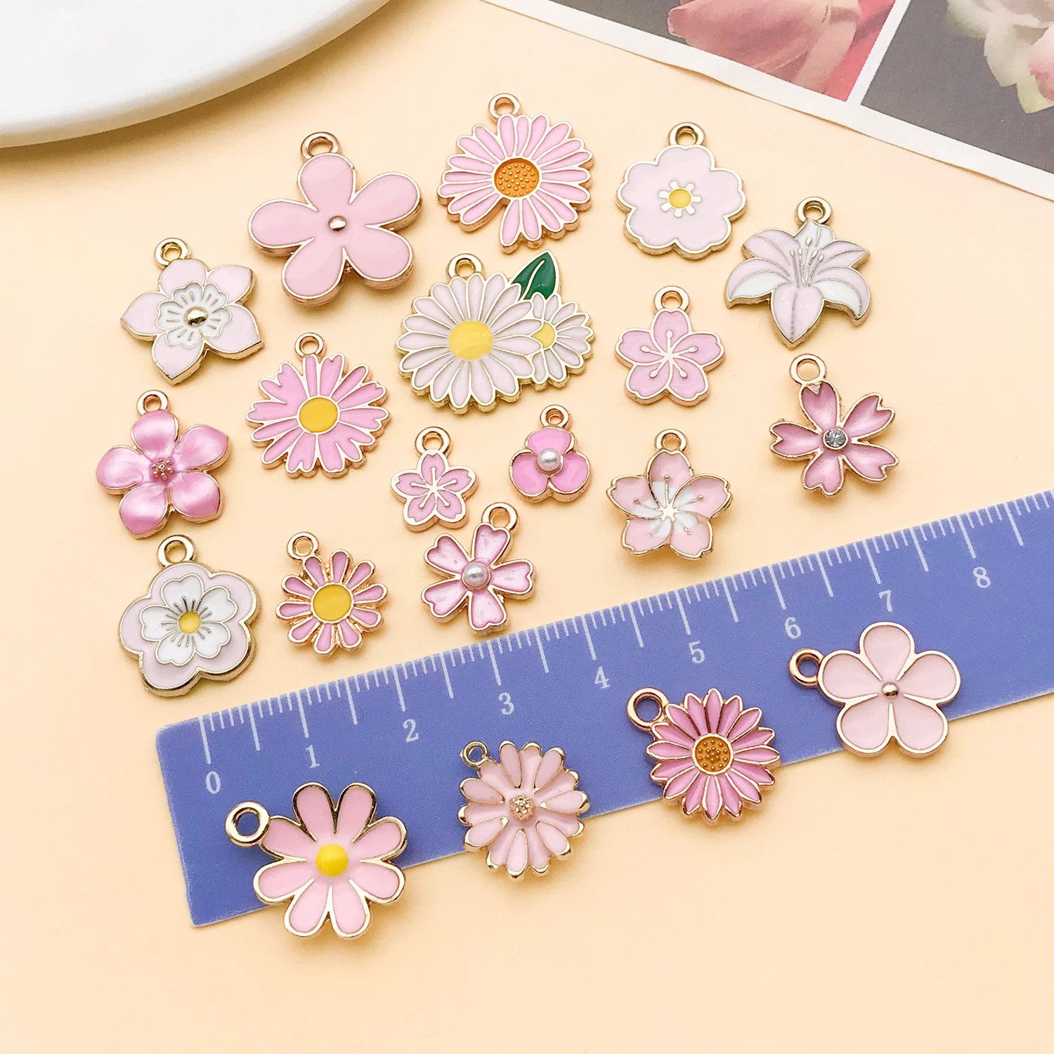 20 Stück rosa Emaille-Anhänger aus Legierung, verschiedene Stile, Anhänger für DIY-Armbänder, Halsketten, Ohrringe, Schmuckherstellung, Zubehör – Detail 10