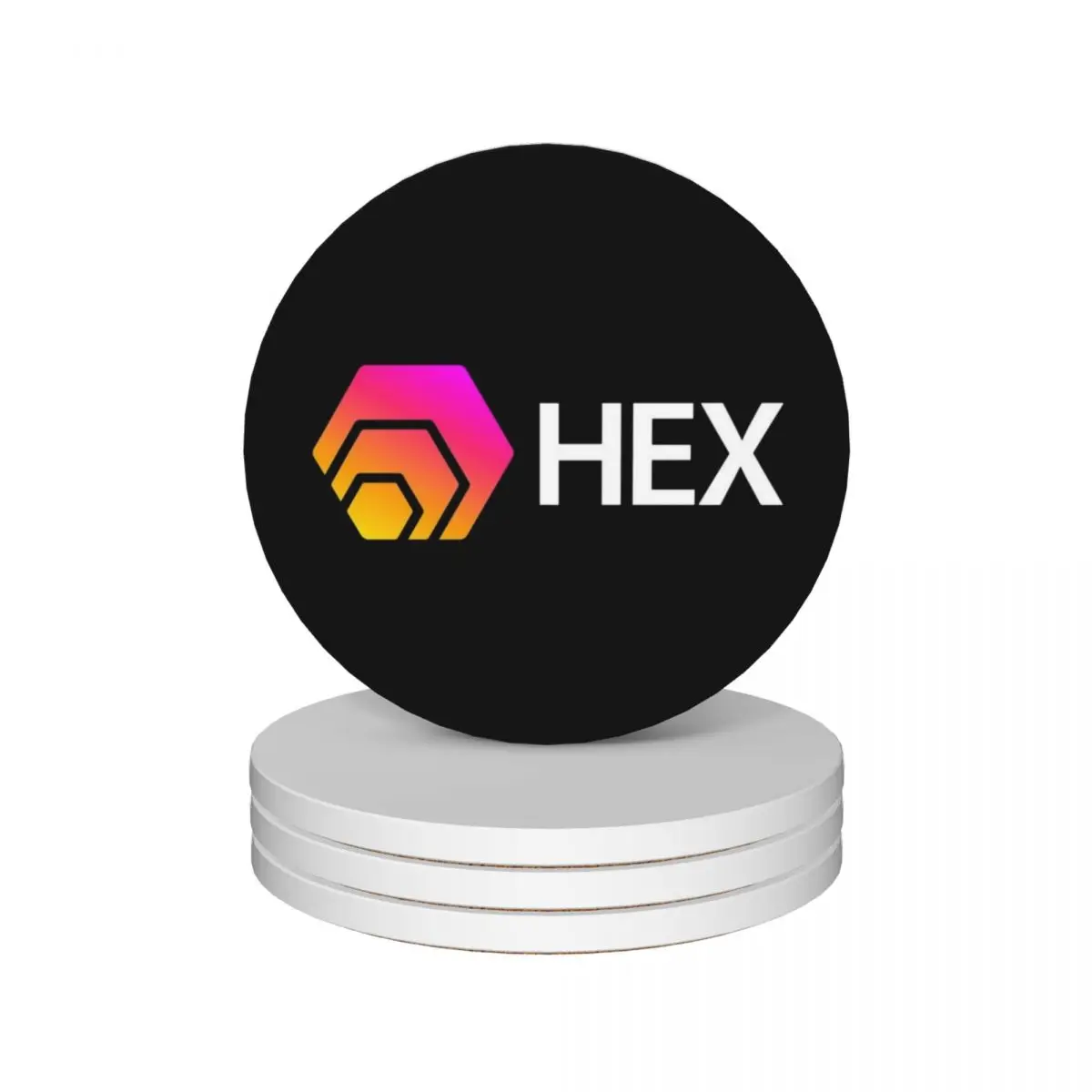 

HEX Crypto Hexagon Logo Ceramic Coasters (Set of 4) tea cup holders cup holder Creative Coasters